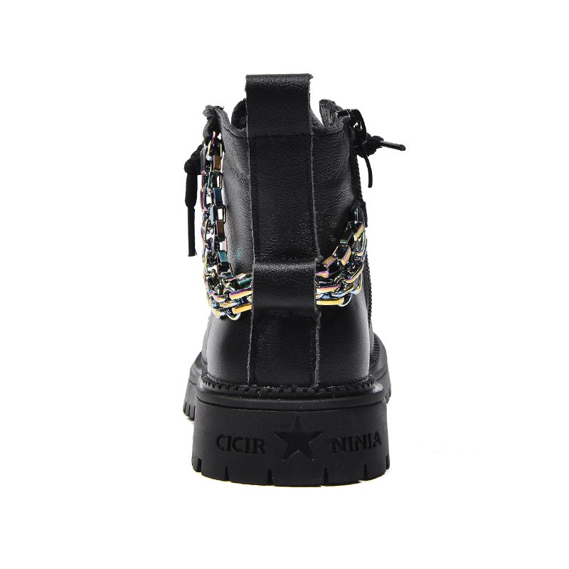 Embossed leather safety shoes Non-slip stitching rubber sole work boots for kids