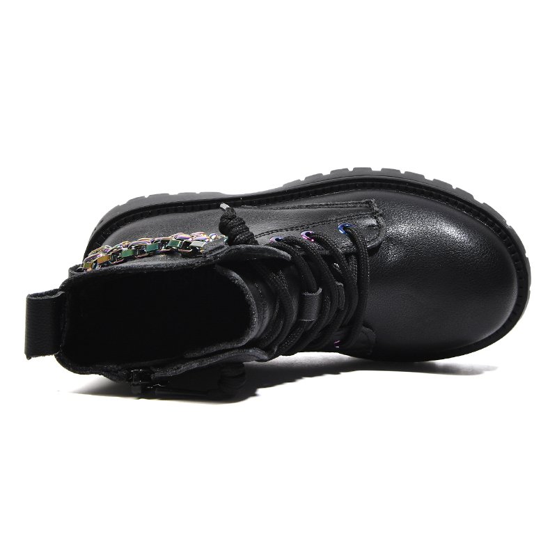 Embossed leather safety shoes Non-slip stitching rubber sole work boots for kids