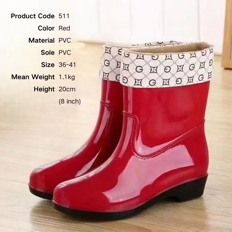 Anti Slip Women's Short Rain Boots With Warm Soft Fur
