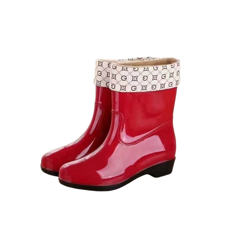 Anti Slip Women's Short Rain Boots With Warm Soft Fur