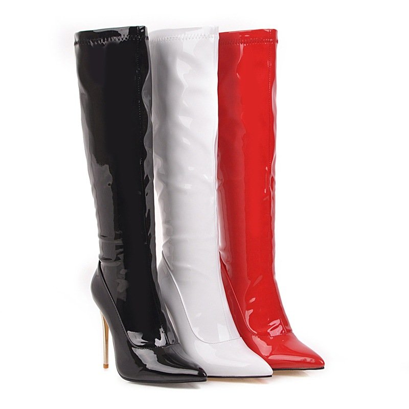 2023 Winter High Heel Boots Size 48 Fashion Stylish Footwear Plus Size Warm Knee High Boots High Heels Boots Shoes For Women