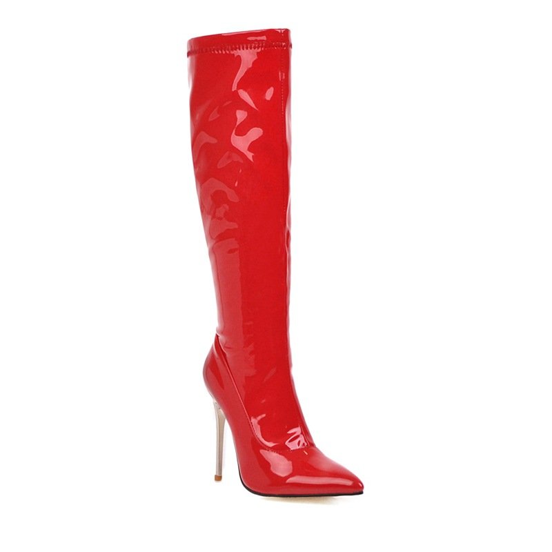 2023 Winter High Heel Boots Size 48 Fashion Stylish Footwear Plus Size Warm Knee High Boots High Heels Boots Shoes For Women