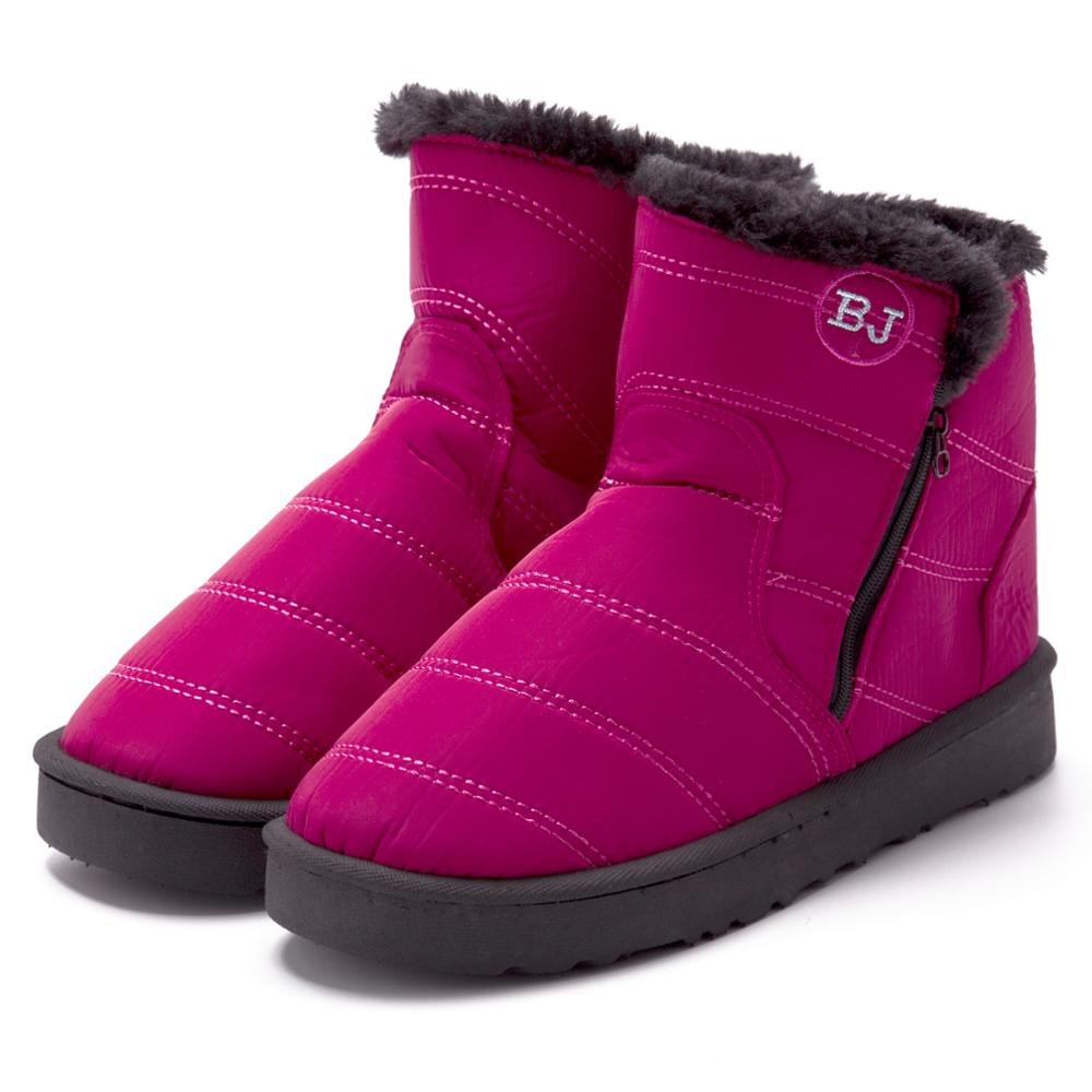 Waterproof Snow Sneakers Boots Fur Lined Ankle High-Top Outdoor Slip-on Booties Anti-Slip Winter Shoes for Womens