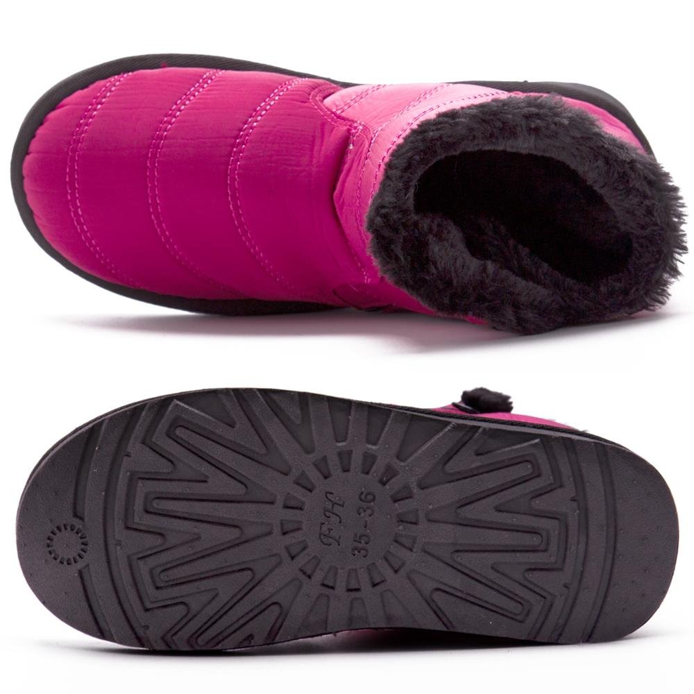 Waterproof Snow Sneakers Boots Fur Lined Ankle High-Top Outdoor Slip-on Booties Anti-Slip Winter Shoes for Womens