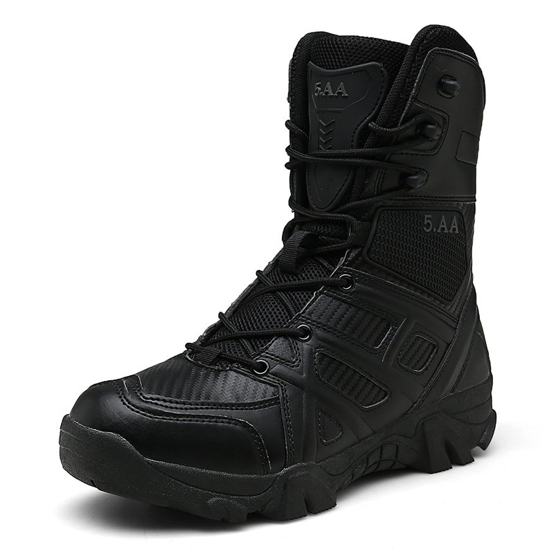 New Manufacture Km Custom Leather Black Waterproof Anti-Slip Outdoor Safe Hiking Boots Outdoor desert Boots Men's Boots