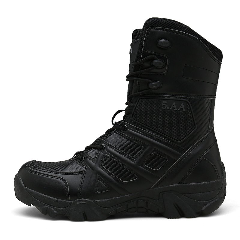New Manufacture Km Custom Leather Black Waterproof Anti-Slip Outdoor Safe Hiking Boots Outdoor desert Boots Men's Boots