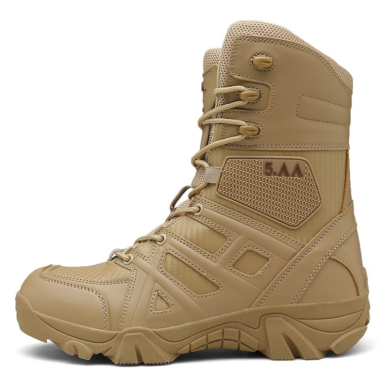New Manufacture Km Custom Leather Black Waterproof Anti-Slip Outdoor Safe Hiking Boots Outdoor desert Boots Men's Boots