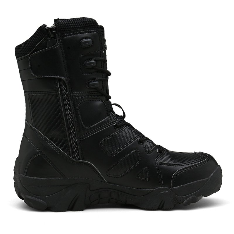 New Manufacture Km Custom Leather Black Waterproof Anti-Slip Outdoor Safe Hiking Boots Outdoor desert Boots Men's Boots