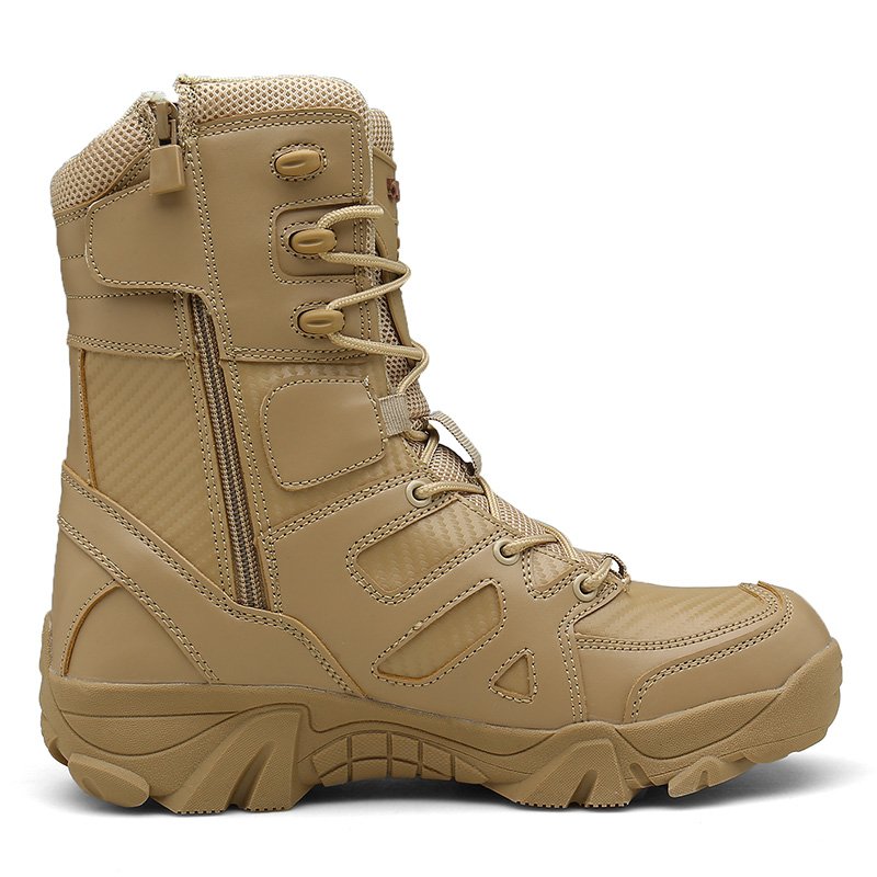 New Manufacture Km Custom Leather Black Waterproof Anti-Slip Outdoor Safe Hiking Boots Outdoor desert Boots Men's Boots