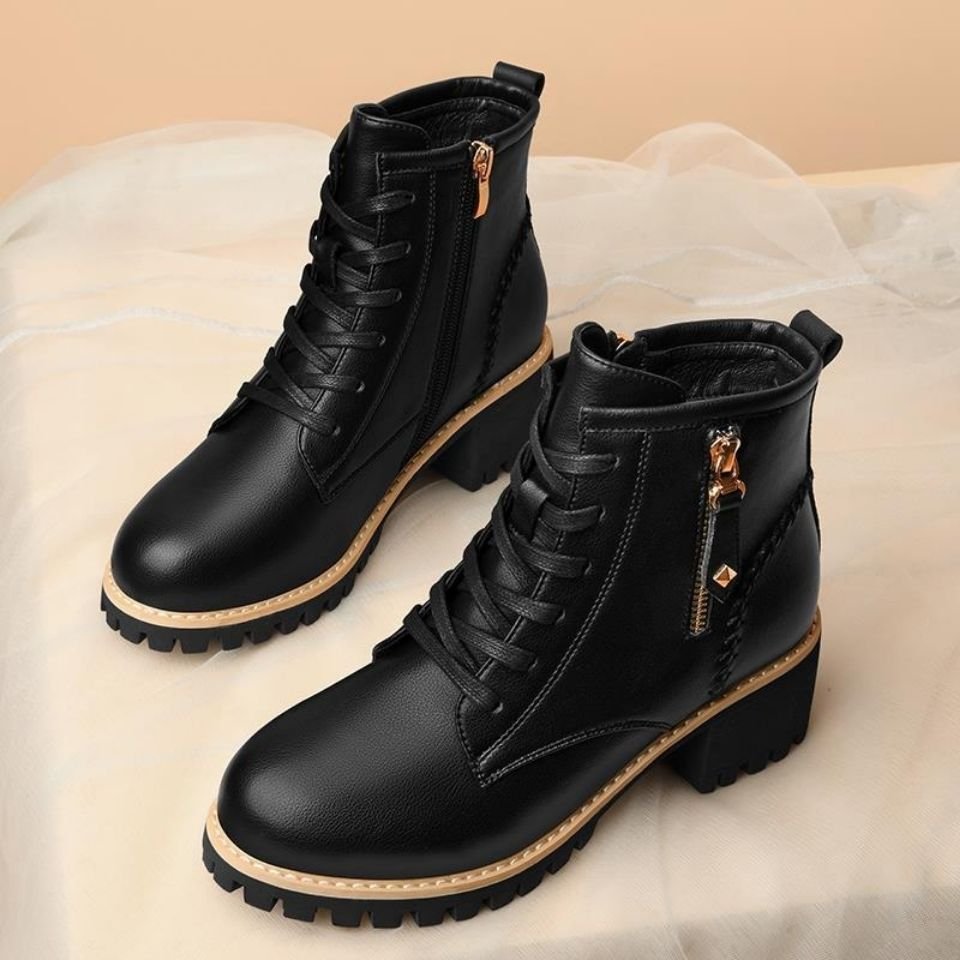 Women Ankle Boots 2024 New Design Round Toe Fashion Martin Boots Trend Thick Heels Boots Women Shoes
