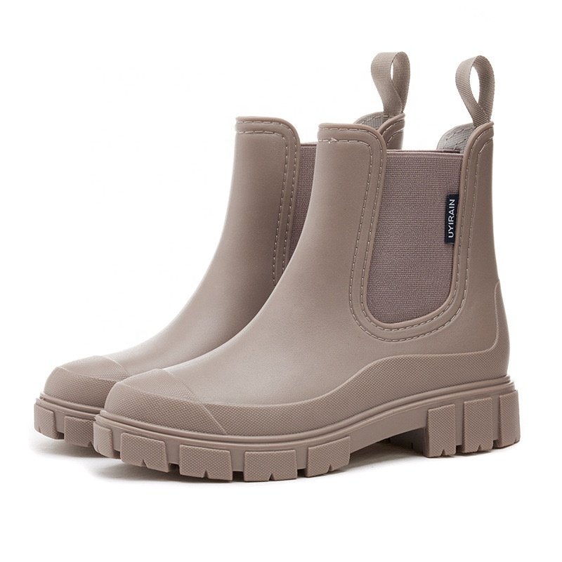 Hot Selling Elastic Mouth Ankle Mid Top Waterproof Chelsea Rain Boots Women'S Shoes For Indoor Outdoor