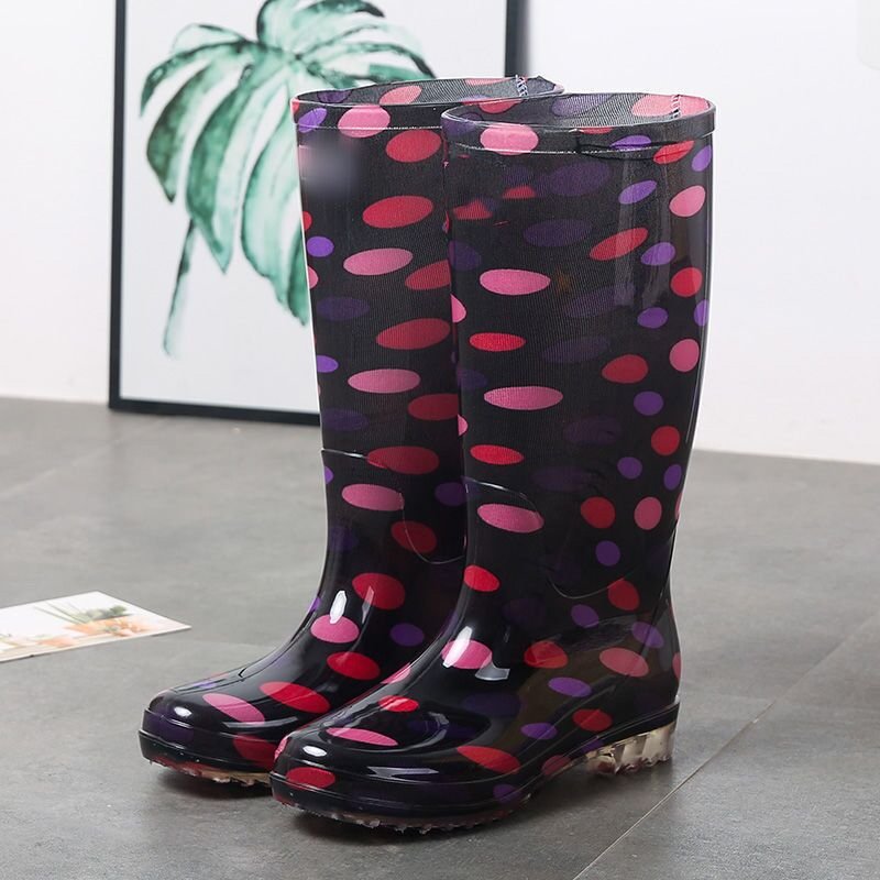 Long Cheap Rubber Shoe For Woman Design Your Own Red Transparent Rain Boots