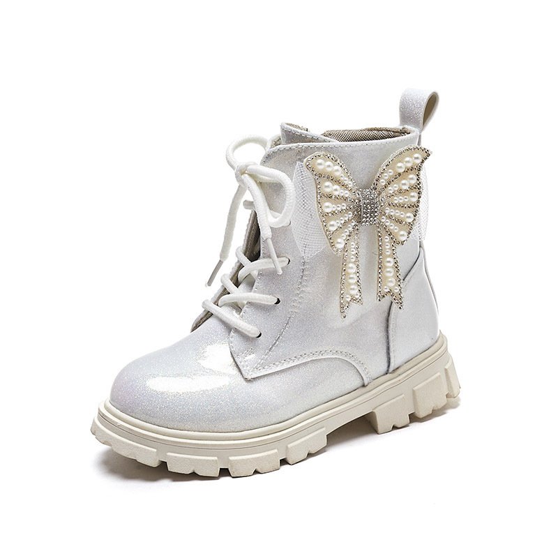 Girls Martin boots British Style Short boots Autumn And Winter Princess Fashion Butterfly Children's Wings Stylish Single boots