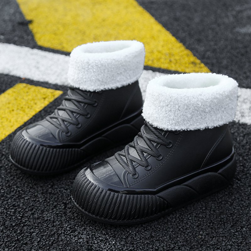 Ladies Men's New Style Waterproof PVC Duck Boots Lightweight Knee-height Rain Snow Shoes Rubber Insole rain boots for adults