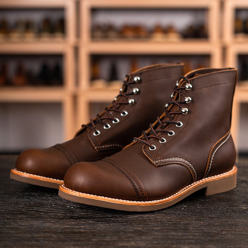 Full grain calf leather boots 8111 american casual wear retro motor desert combat boots