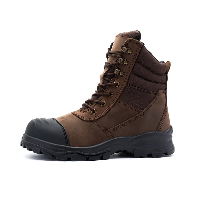 Brown high quality safety steel toe with side zipper industrial labor protection safety boot