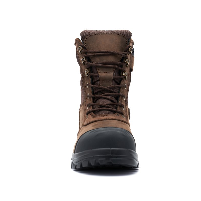 Brown high quality safety steel toe with side zipper industrial labor protection safety boot