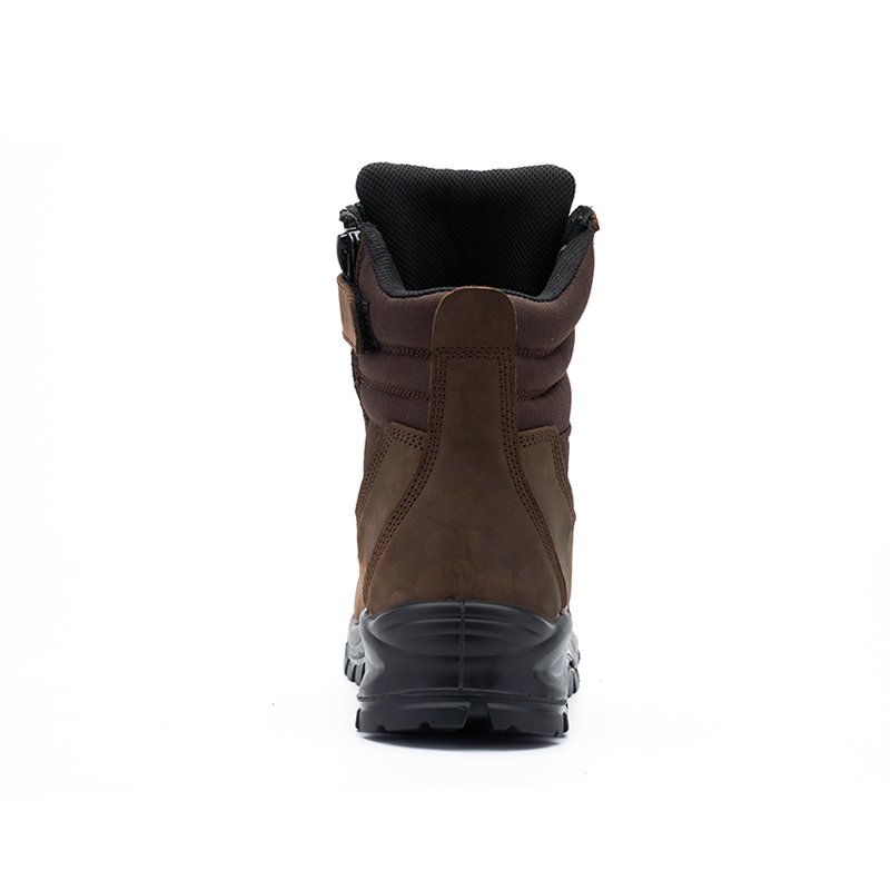 Brown high quality safety steel toe with side zipper industrial labor protection safety boot
