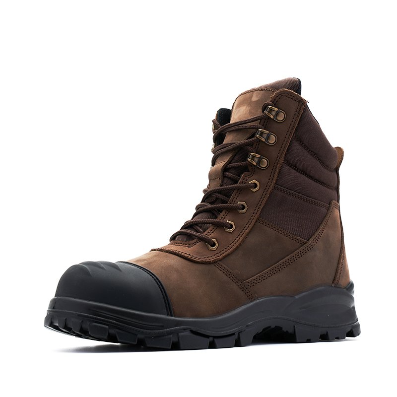Brown high quality safety steel toe with side zipper industrial labor protection safety boot