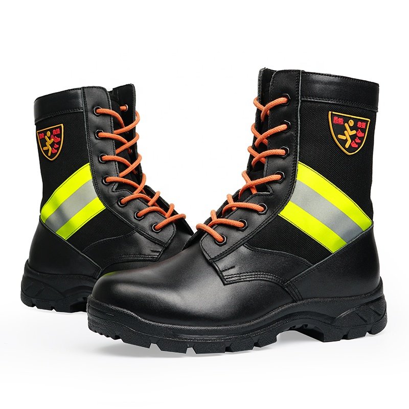 Firemen Rescue Boots Leather Anti-Static Anti-Tear Fire Working Boots Emergency Safety Shoes