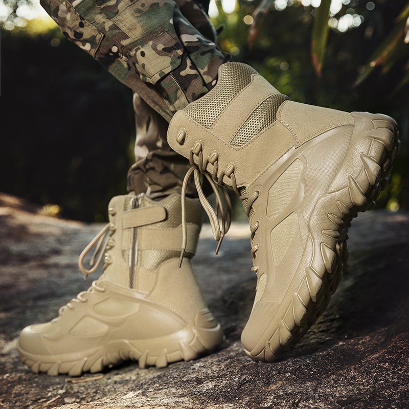 Professional Manufacture Men's Tactical Boots Durable Suede Upper Lace-Up Waterproof Anti-Slip Steel Toe-for Summer Winter
