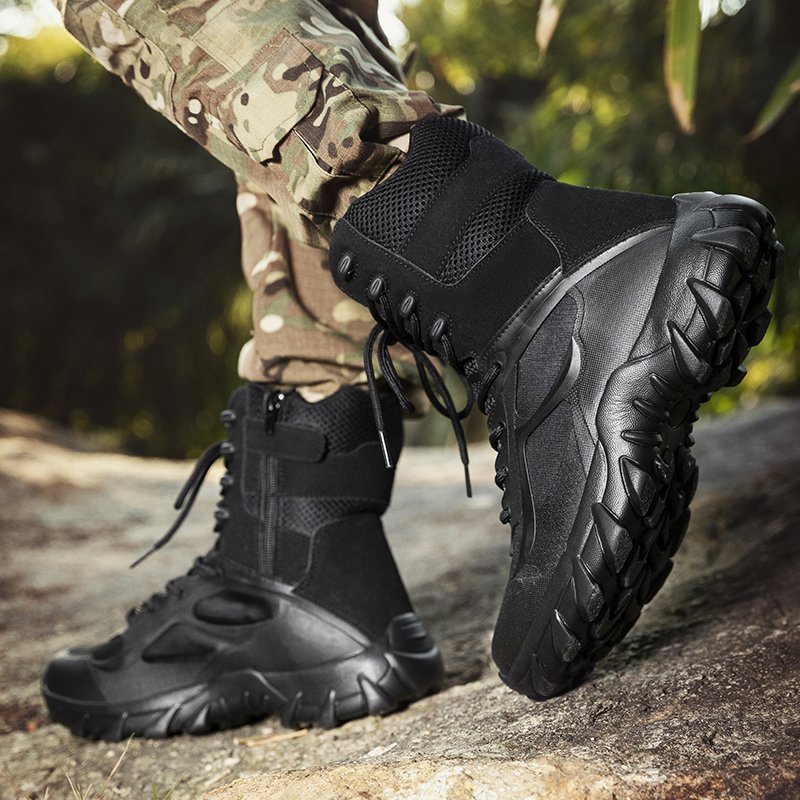 Professional Manufacture Men's Tactical Boots Durable Suede Upper Lace-Up Waterproof Anti-Slip Steel Toe-for Summer Winter