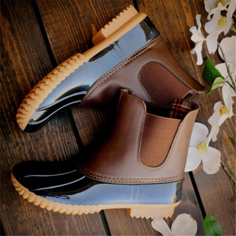 Wholesale Waterproof Women's Rubber Rain Boots Leopard Print Slip-on Duck Boots