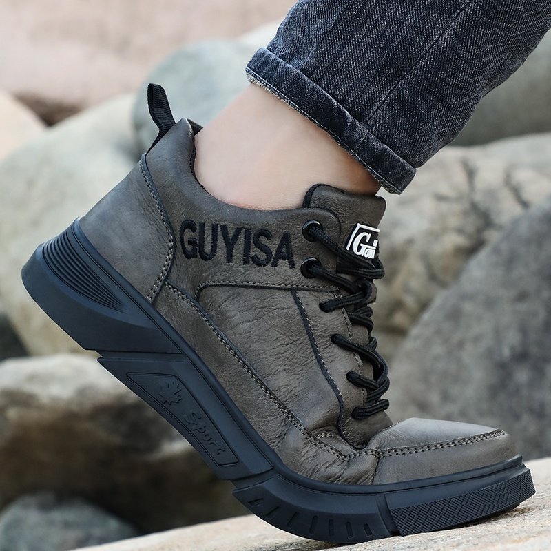 GUYISA Outdoor mid-cut safety boots waterproof microfiber leather surface wear-resistant rubber sole steel toe safety boots