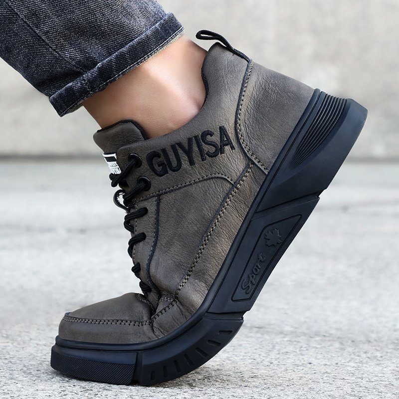GUYISA Outdoor mid-cut safety boots waterproof microfiber leather surface wear-resistant rubber sole steel toe safety boots