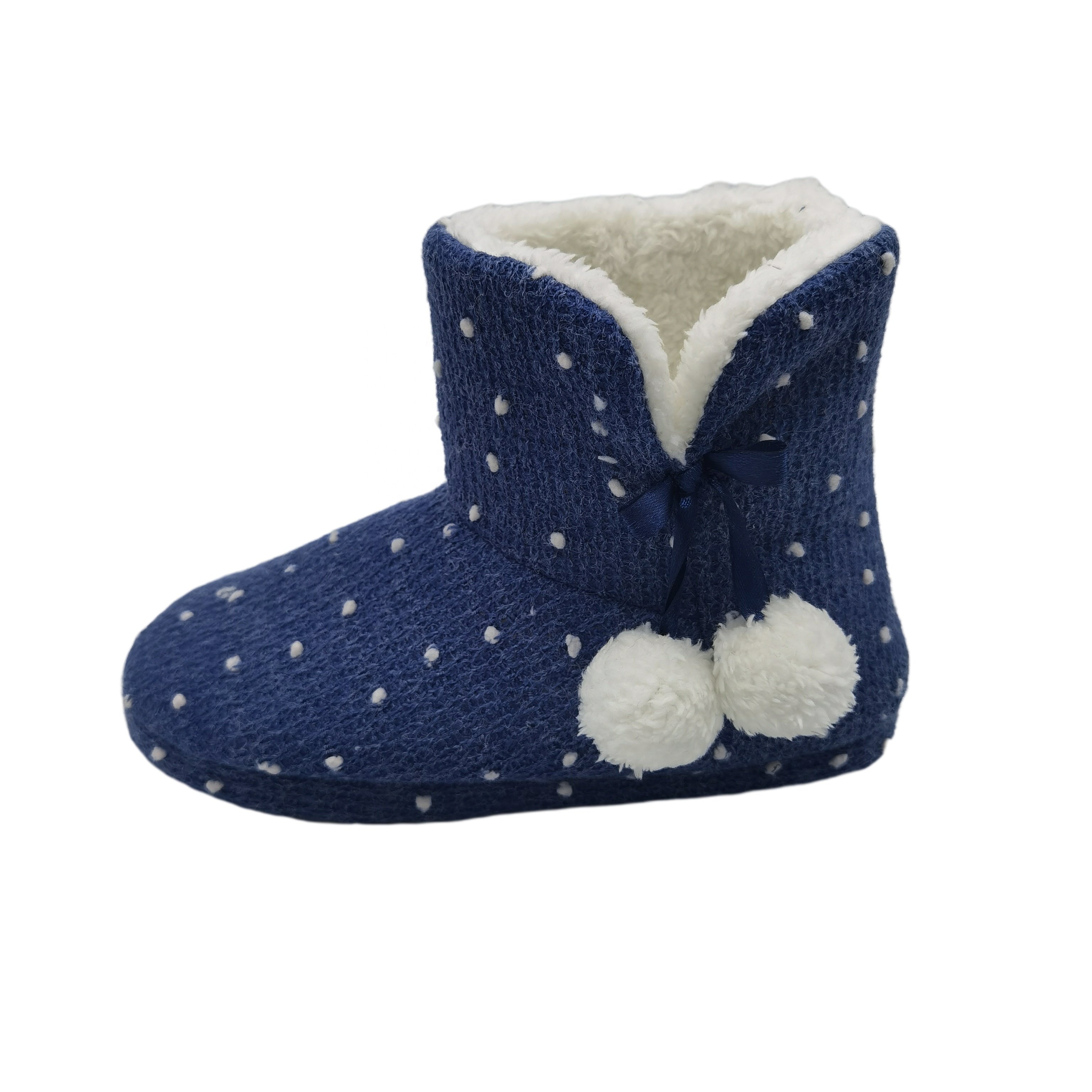 OEM customized Logo indoor boots TPR rubber outsole winter home flat slipper boots faux fur plush house boots for women