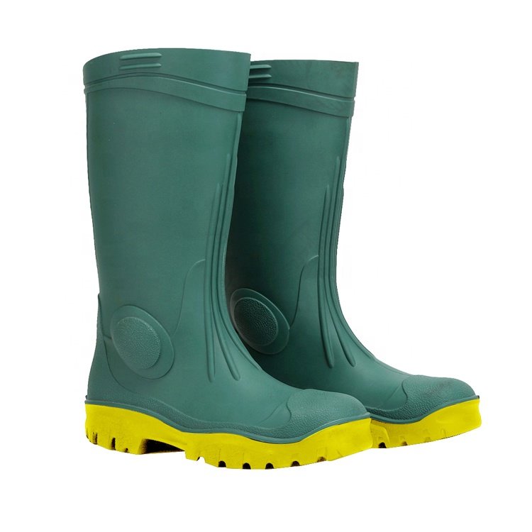 Custom Knee High Agriculture Cheap Men Farming Rain Boots Steel toe Yellow Work Wellington Gumboots