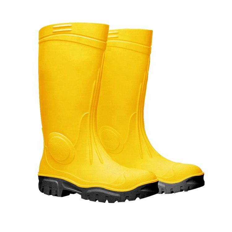 Custom Knee High Agriculture Cheap Men Farming Rain Boots Steel toe Yellow Work Wellington Gumboots