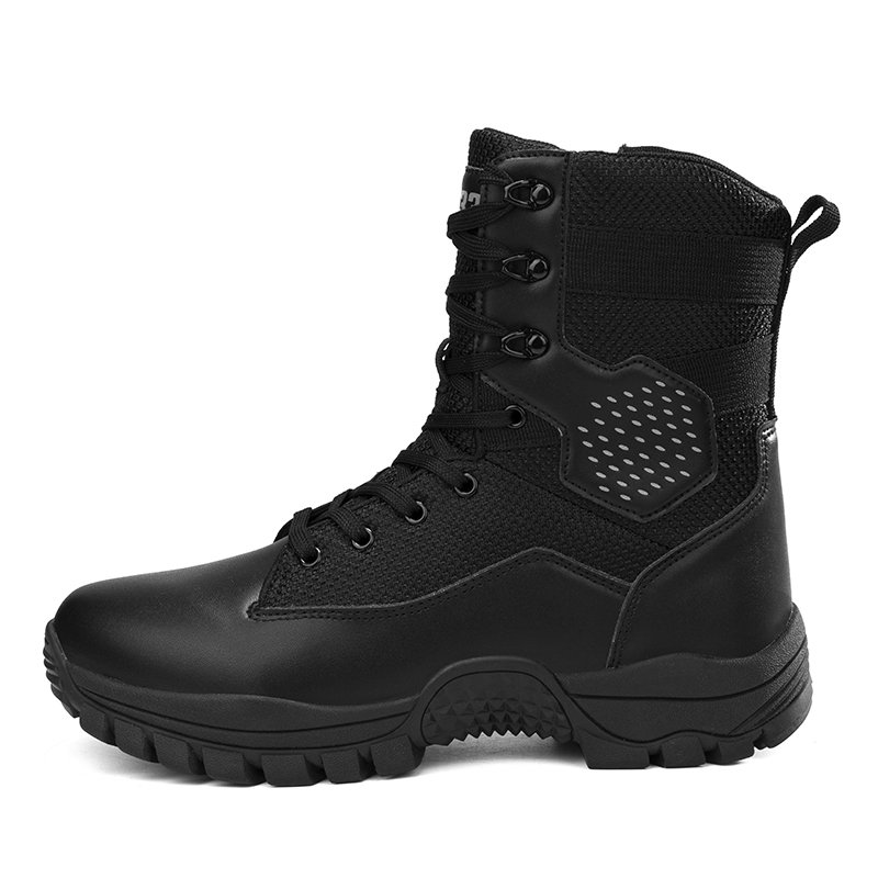 Men's High-Top Desert Tactical Boots Genuine Leather Oxford Non-Slip Thick Bottom Side Zip Hiking Work Winter Outdoor Activities