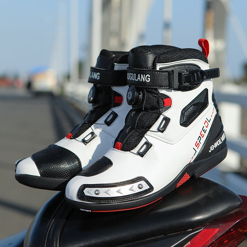 Custom LOGO Waterproof Microfiber Leather Motorcycle Racing Boots Non-slip Breathable Competition Riding Boots Shoes