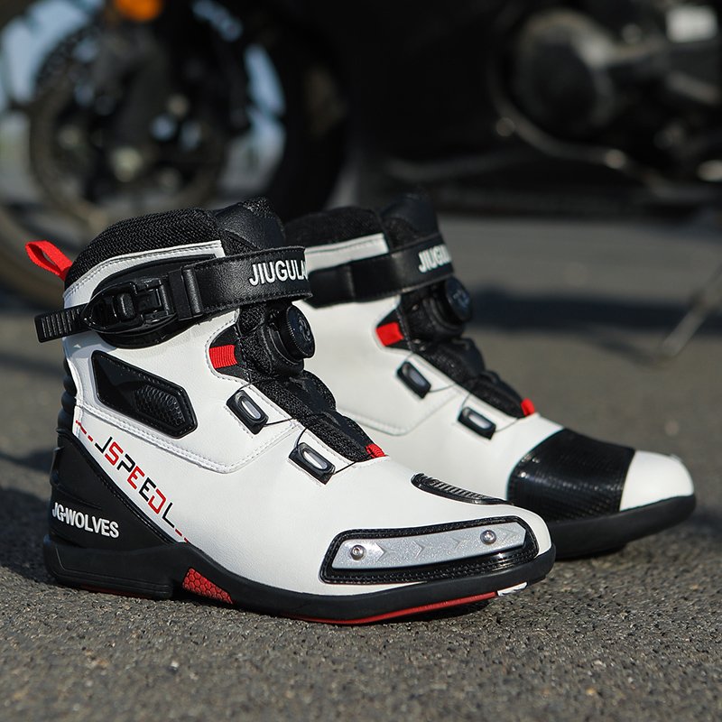 Custom LOGO Waterproof Microfiber Leather Motorcycle Racing Boots Non-slip Breathable Competition Riding Boots Shoes