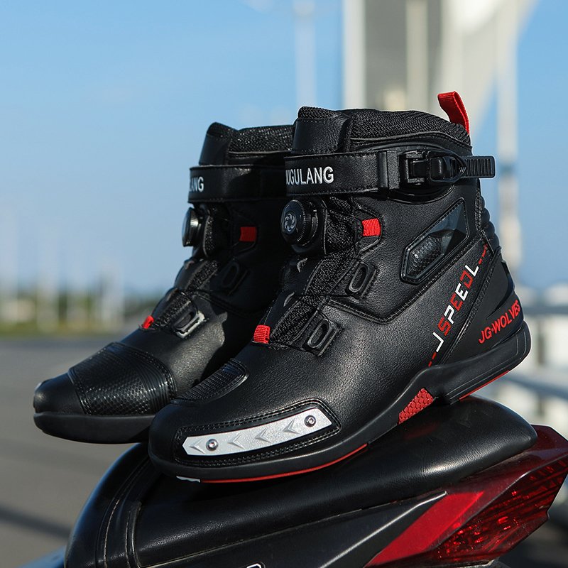 Custom LOGO Waterproof Microfiber Leather Motorcycle Racing Boots Non-slip Breathable Competition Riding Boots Shoes