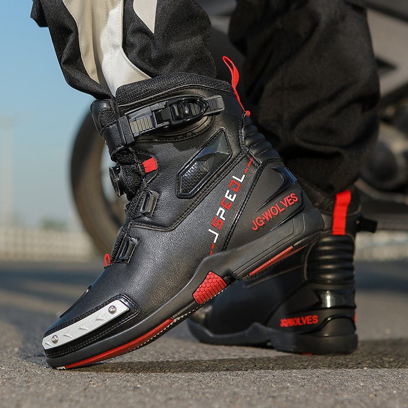 Custom LOGO Waterproof Microfiber Leather Motorcycle Racing Boots Non-slip Breathable Competition Riding Boots Shoes