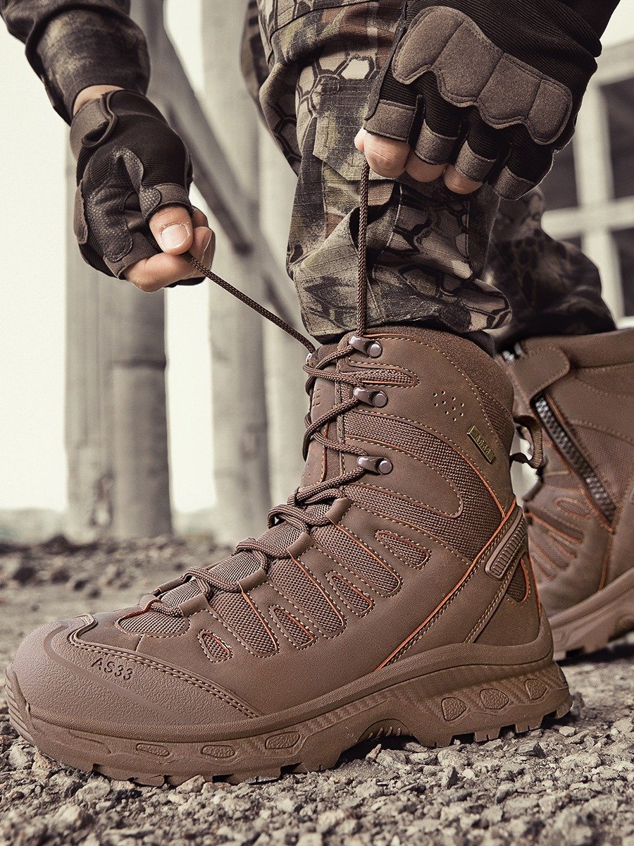 Waterproof Tactical Boots Men Rubber Piece Protect Hiking Boots Outdoor Training Boots