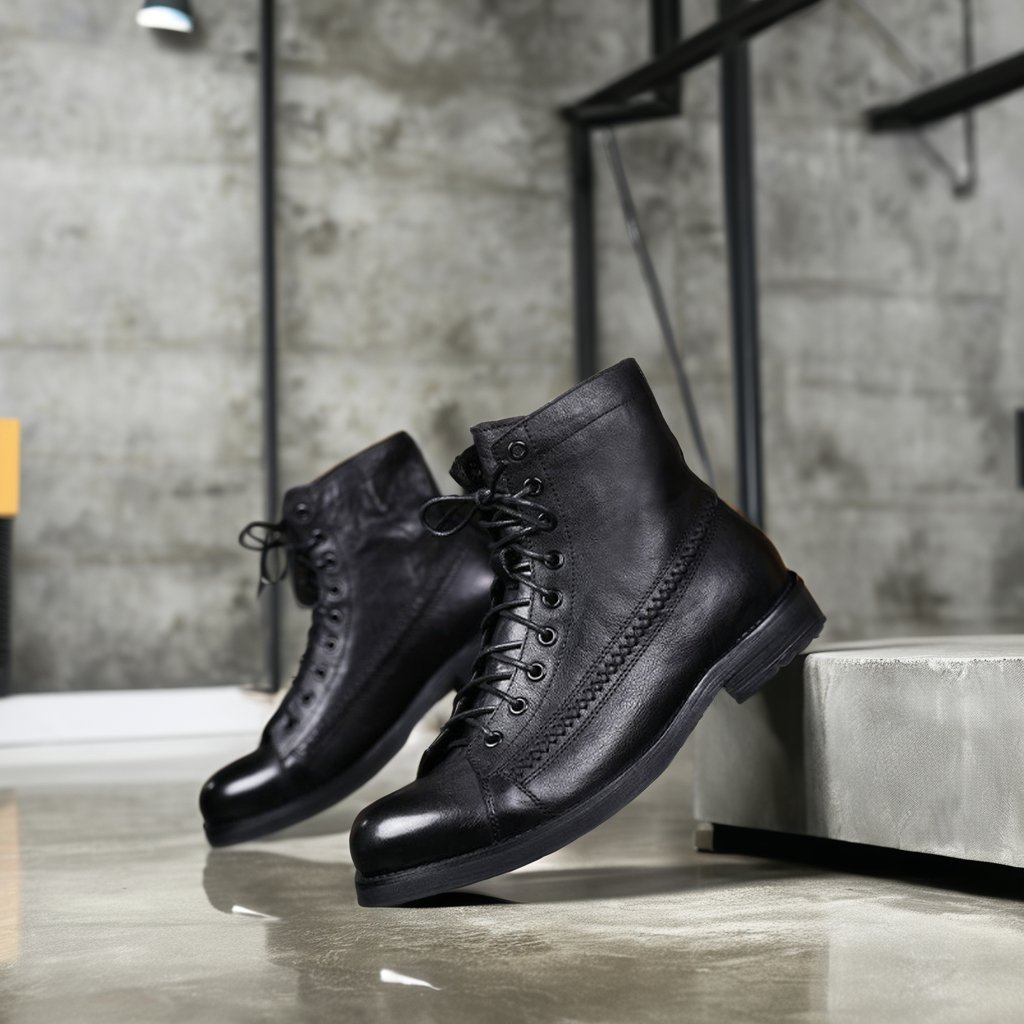 2022 New Men's Martin Boots Large Sizes 38-48 Fashionable Leather Upper Plush Light Weight Height Increasing Summer Autumn