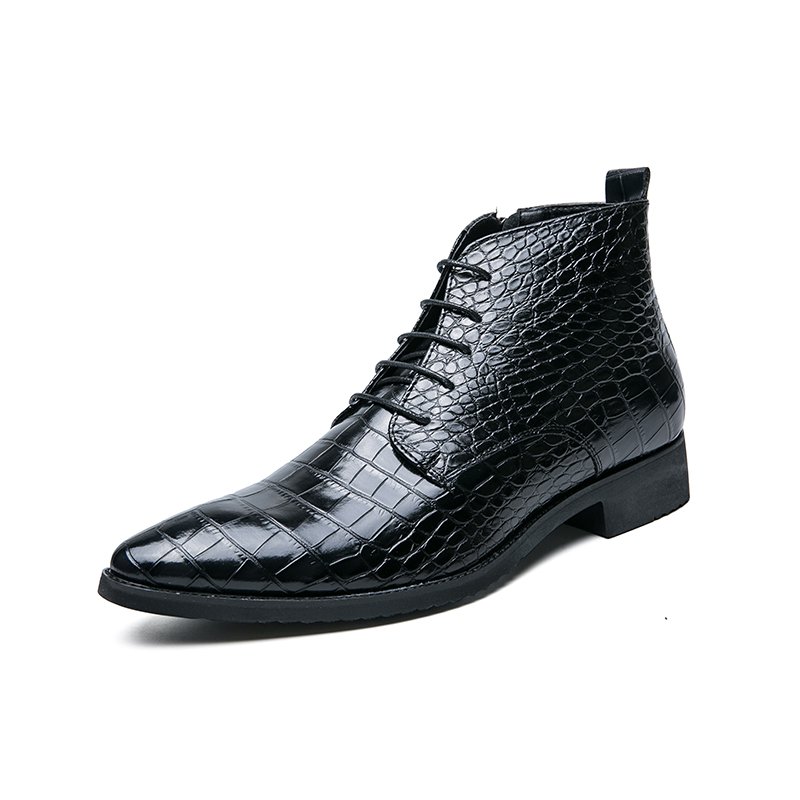Factory Wholesale Lace-Up Men's Leather Shoes Boots Business Flat Dress Casual High-Top Shoes