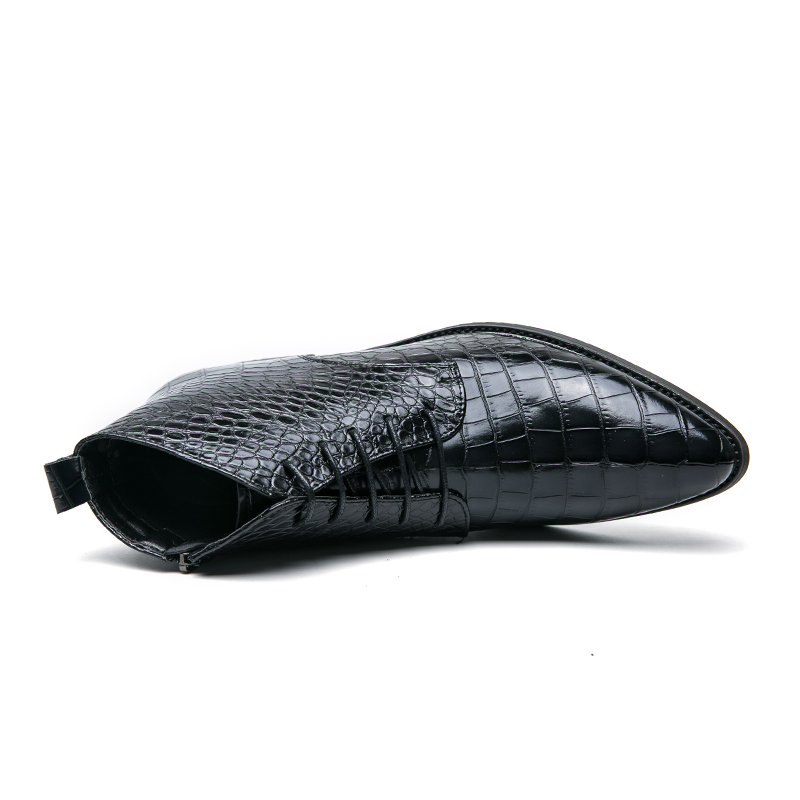 Factory Wholesale Lace-Up Men's Leather Shoes Boots Business Flat Dress Casual High-Top Shoes