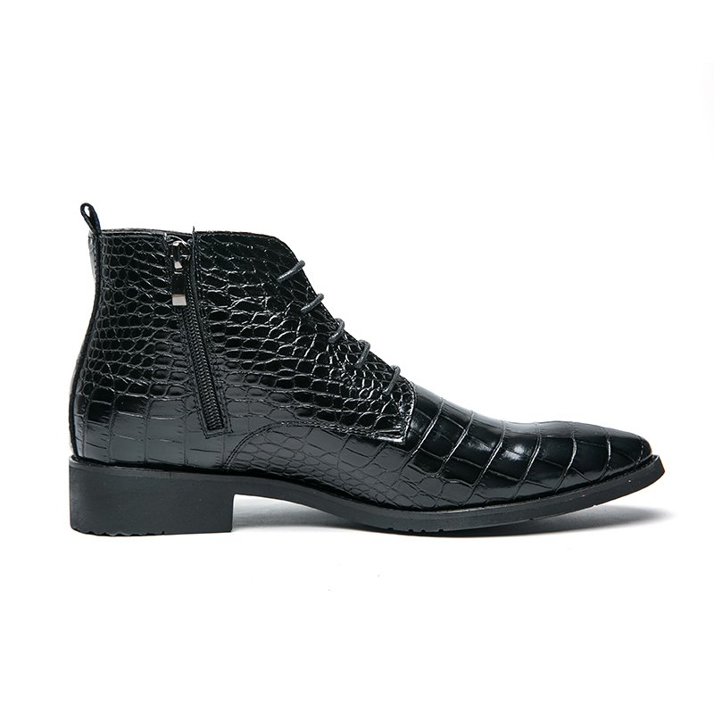 Factory Wholesale Lace-Up Men's Leather Shoes Boots Business Flat Dress Casual High-Top Shoes