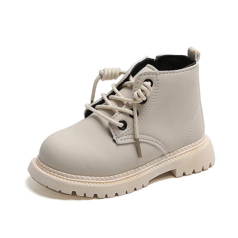 Children's leather boots boys Martin boots retro girls short boots soft bottom flat breathable lightweight baby leather shoes