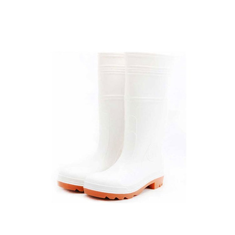 White color PVC rain boots oil, acid and alkali water resistant safety boots