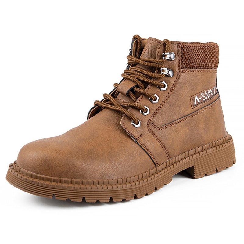 AMAWEI Steel toe Leather Safety Shoes Outdoor Anti-Puncture waterproof Work Boots 813