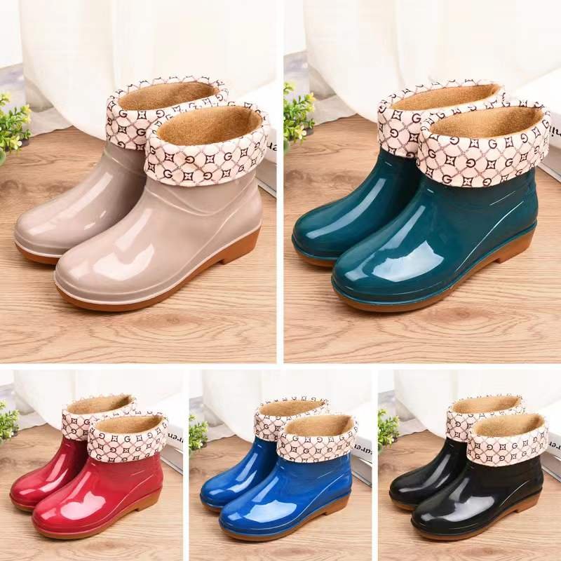 Short Rain Boots Warm Soft Fur Rain Boots Women's Favorite Rain Boots