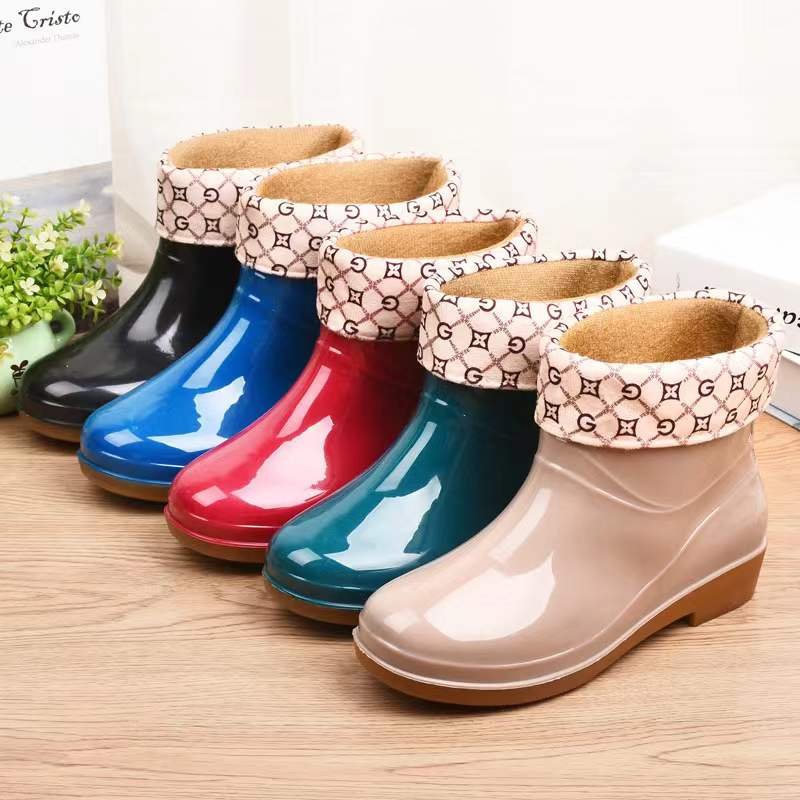 Short Rain Boots Warm Soft Fur Rain Boots Women's Favorite Rain Boots