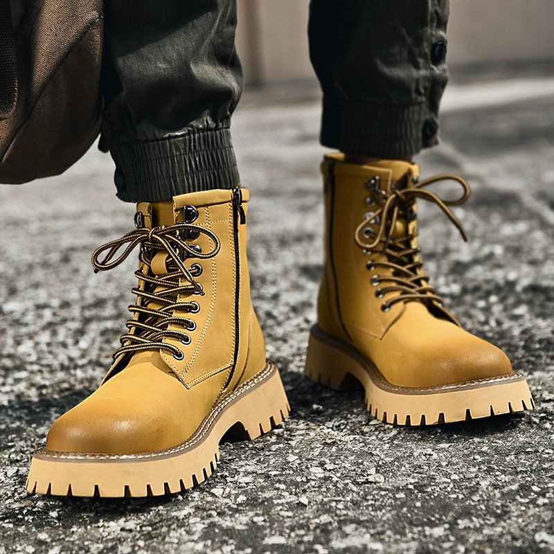 Shoes Wholesale From China Chunky Sole Waterproof Chukka Boot Black Platform Wear-resistant Shoes Boots Man