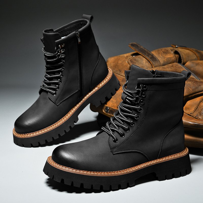Shoes Wholesale From China Chunky Sole Waterproof Chukka Boot Black Platform Wear-resistant Shoes Boots Man