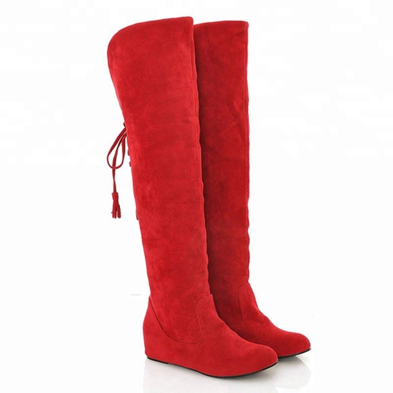 Best Selling Winter Shoes Woman Over-the-knee High Boots Lace-up Warm Snow Boots Comfortable Flat Long Boots Shoes